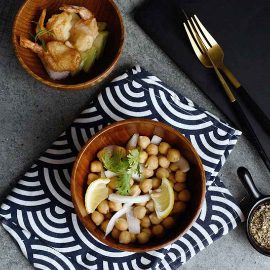 Japanese Style Wooden Rice, Soup & Salad Bowl