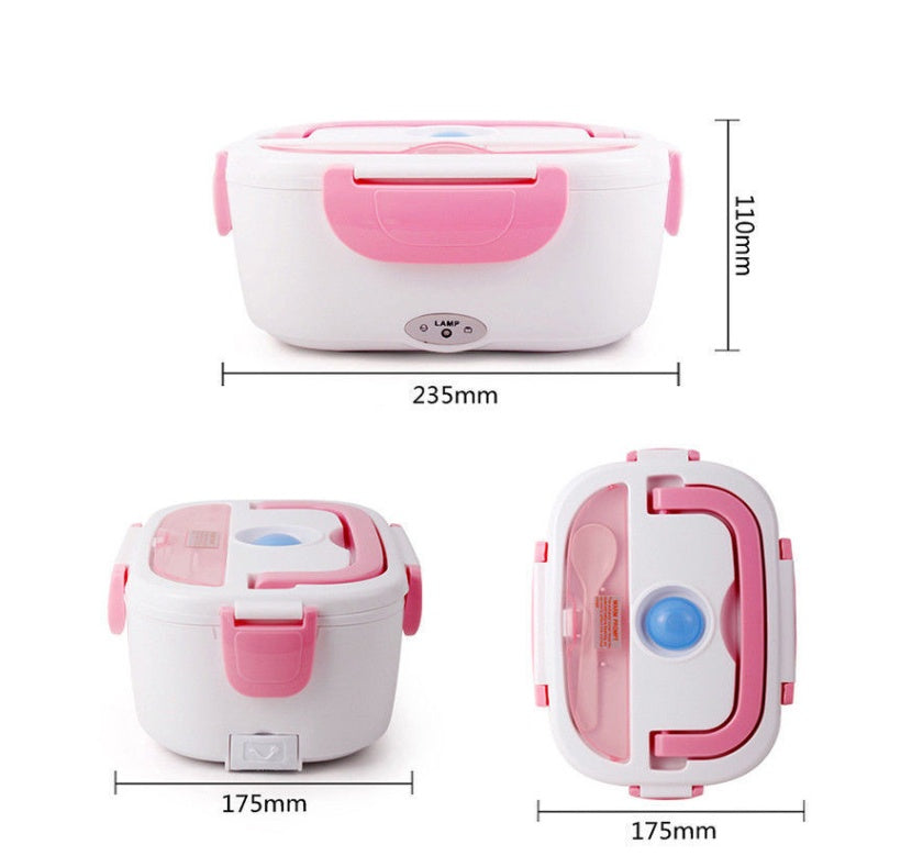 Electric lunch box size and accessory detail