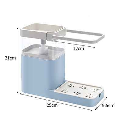 Soap Dispensing Sponge Holder & Dish Brush Organizer