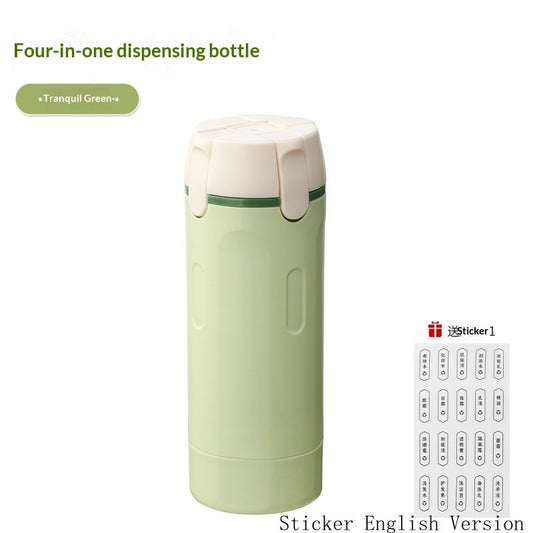 4-in-1 travel toiletry dispenser compartments