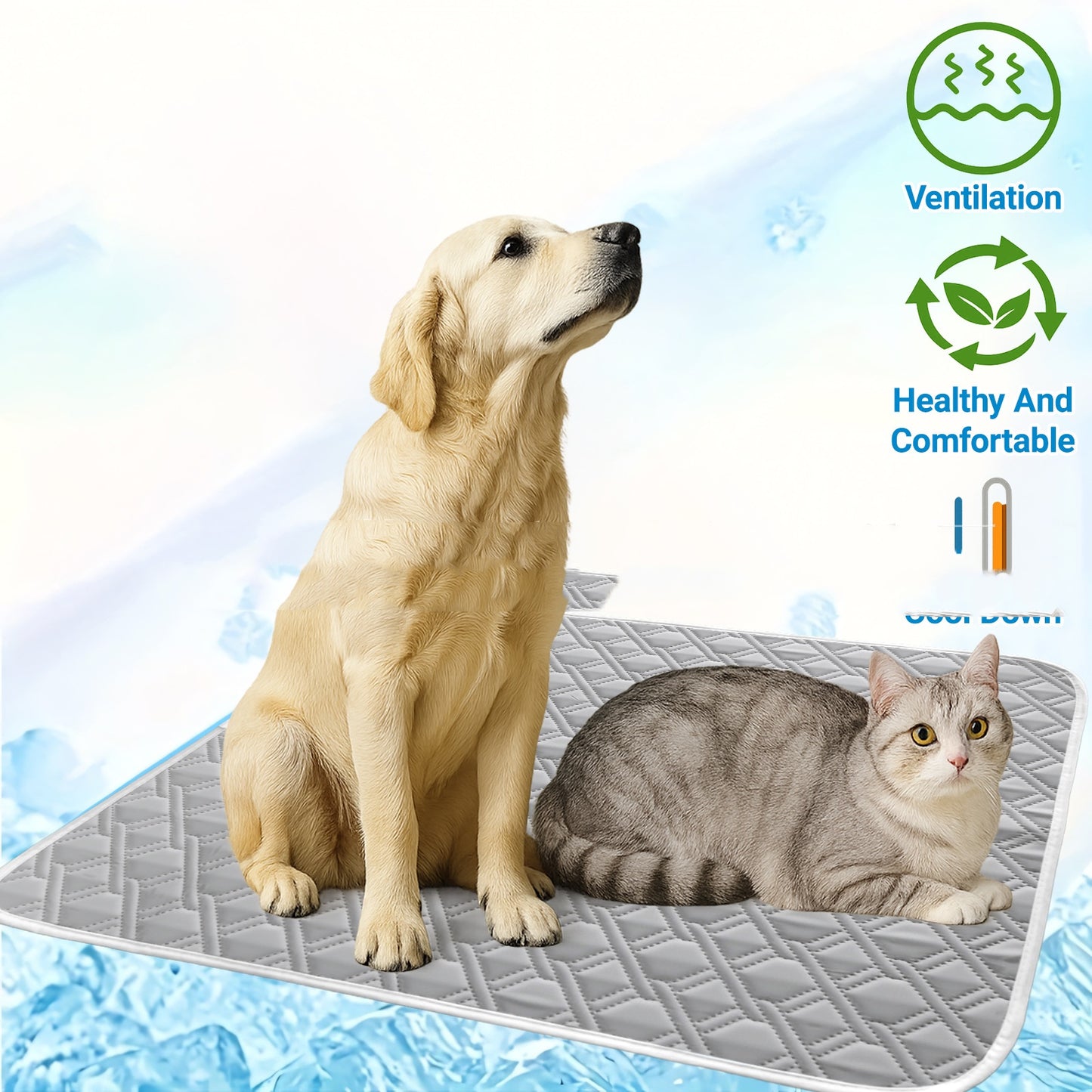 Dog and cat cooling mat size display