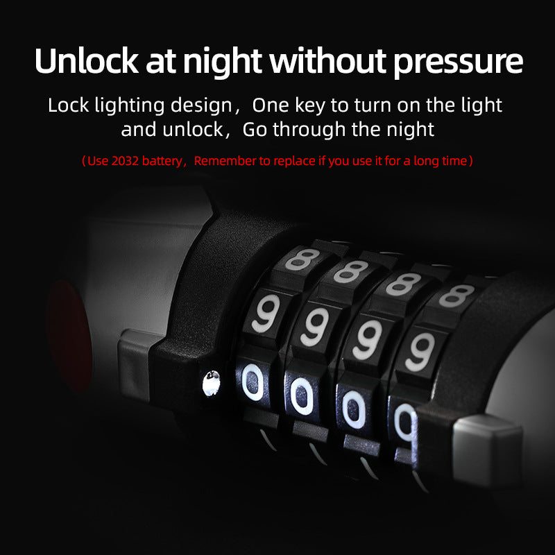 4-digit bicycle cable lock with light product image 4
