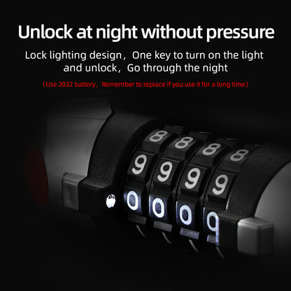 4-digit bicycle cable lock with light product image 4