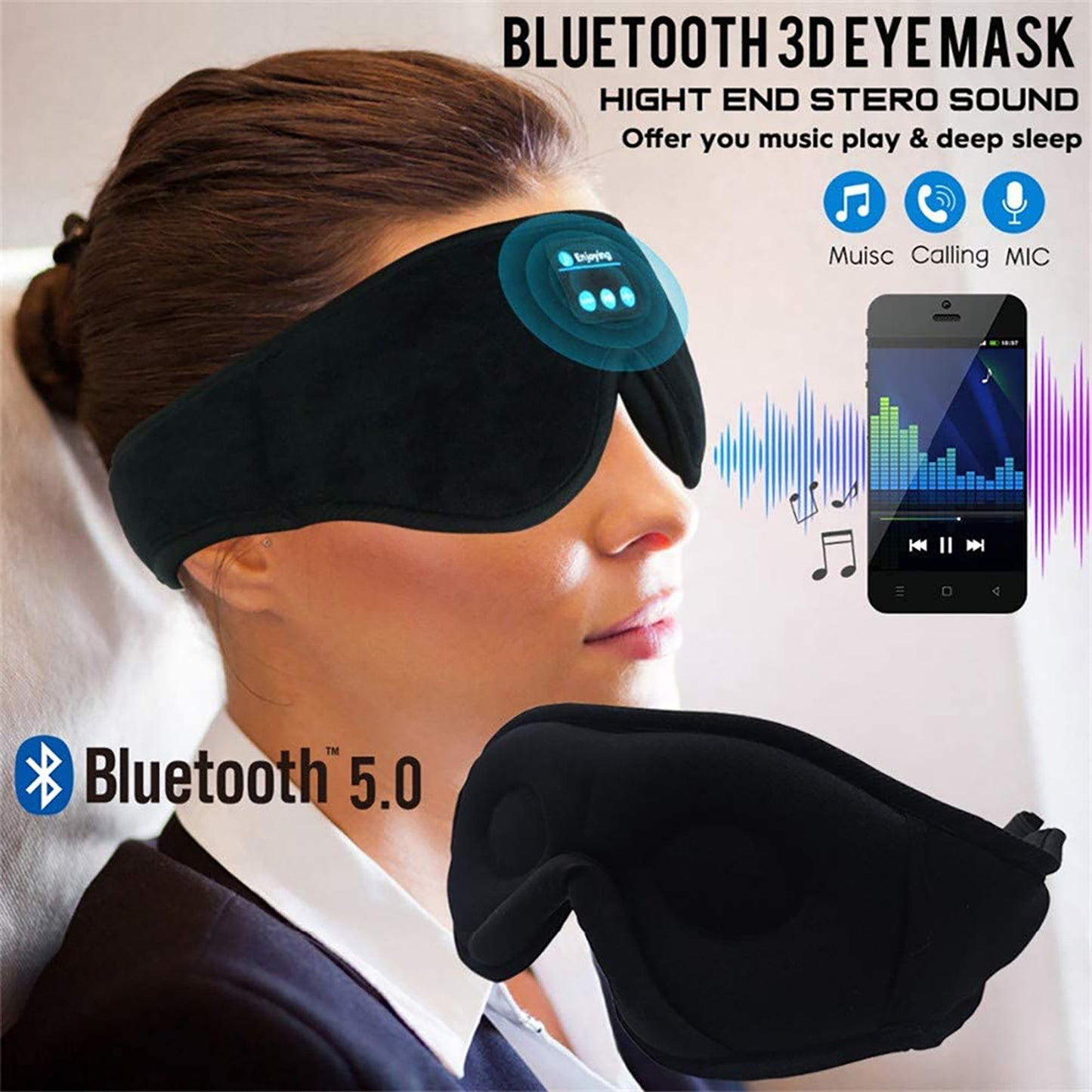 Bluetooth sleep mask with built-in speakers product image 1