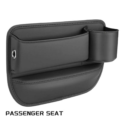 Red car seat gap organiser with cup holder