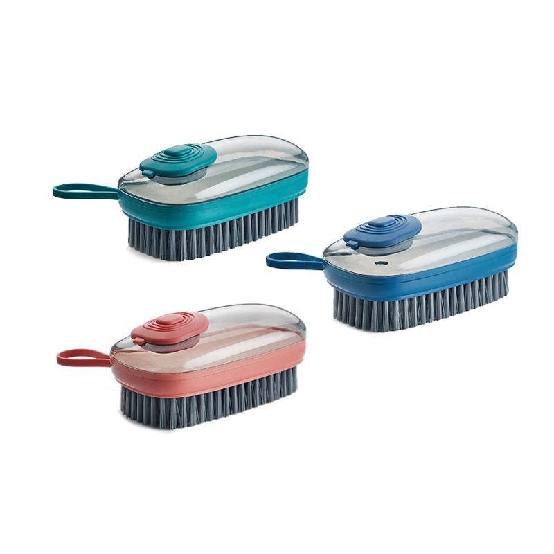 Soap-dispensing brush for washable surfaces