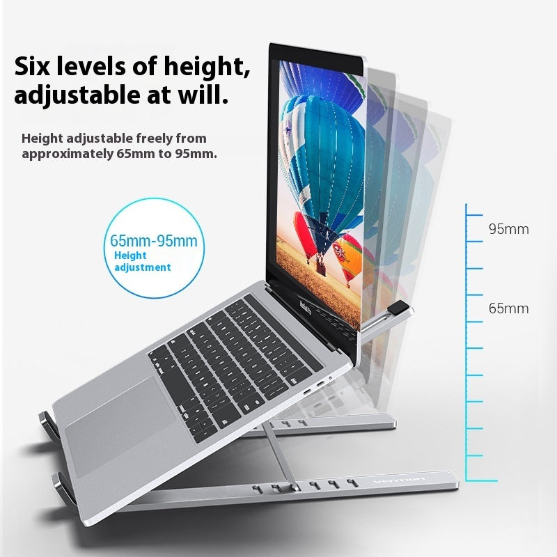 Aluminium notebook stand with raised viewing angle