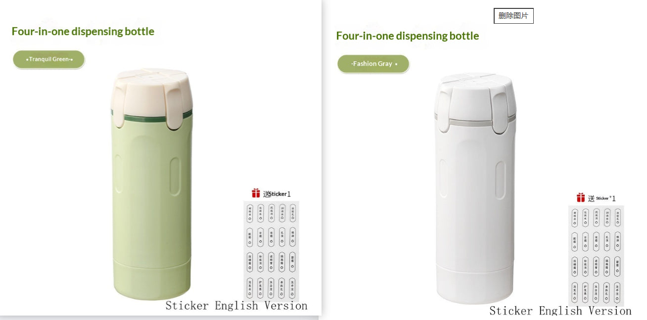 Four-compartment travel liquid dispenser