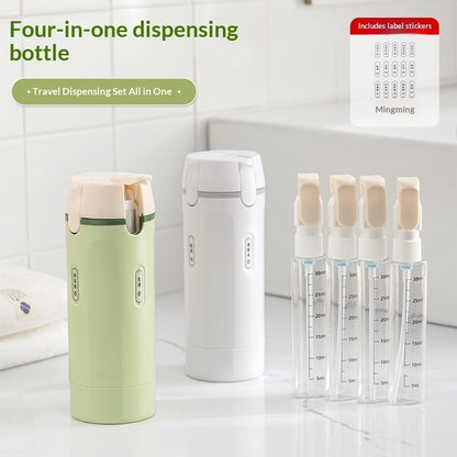 4-in-1 travel toiletry dispenser variant display