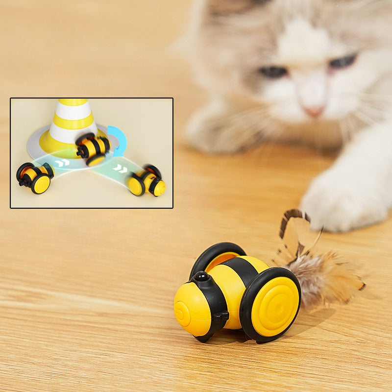 Interactive bee cat toy for indoor cat play