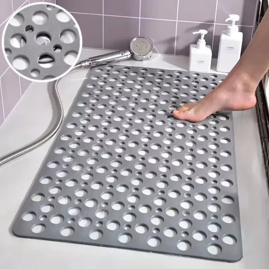 Non-slip shower and bathroom mat with suction cup grip