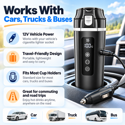 12V/24V car electric kettle compatible with cars, trucks and buses
