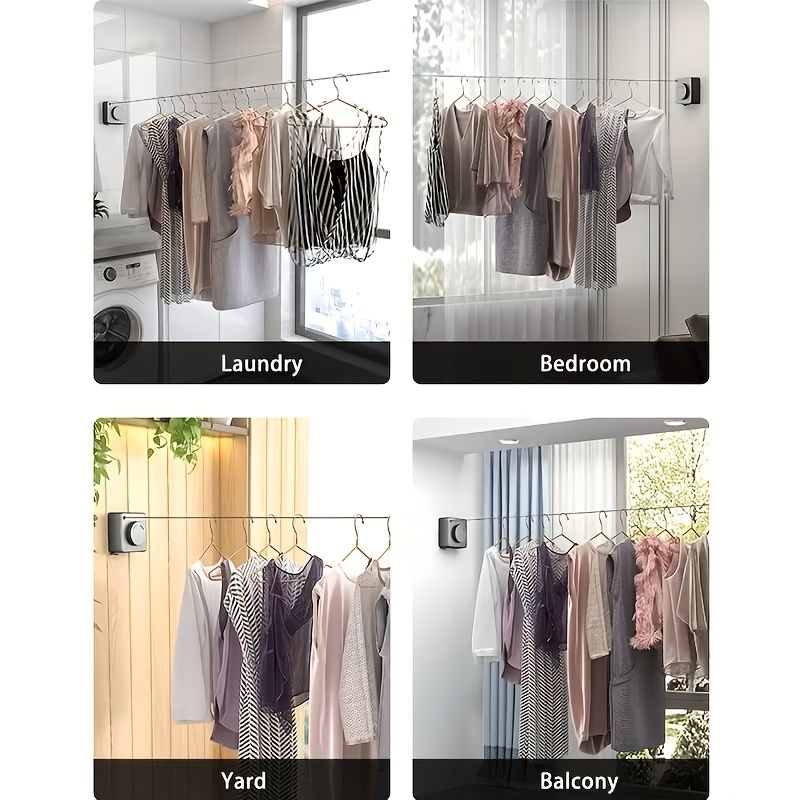 Wall-Mounted Adjustable Clothes Drying Rack – Space-Saving Laundry Organiser