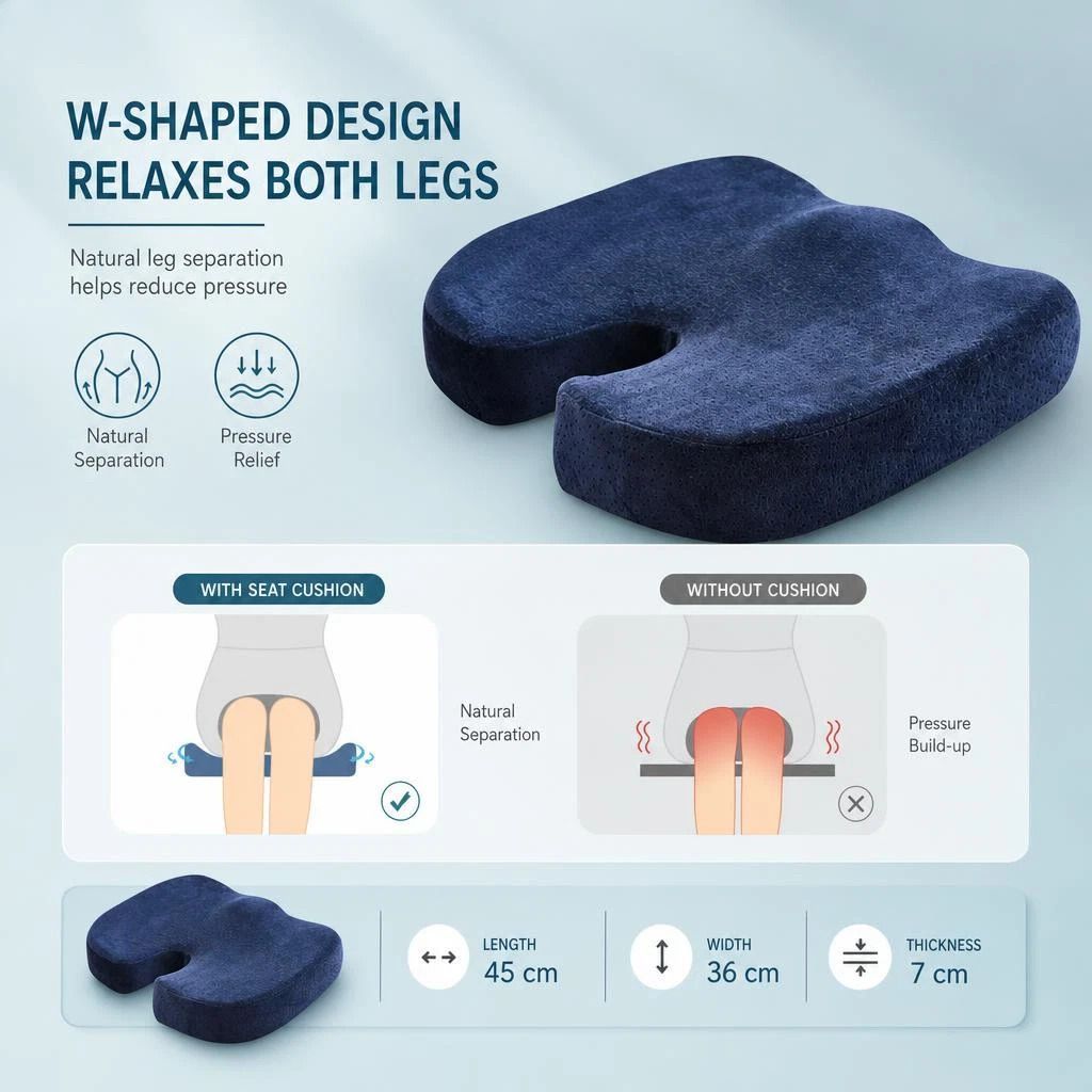 Ergonomic Lumbar Pad 45x36x7, Breathable Mesh Blue, Fix Sitting Posture