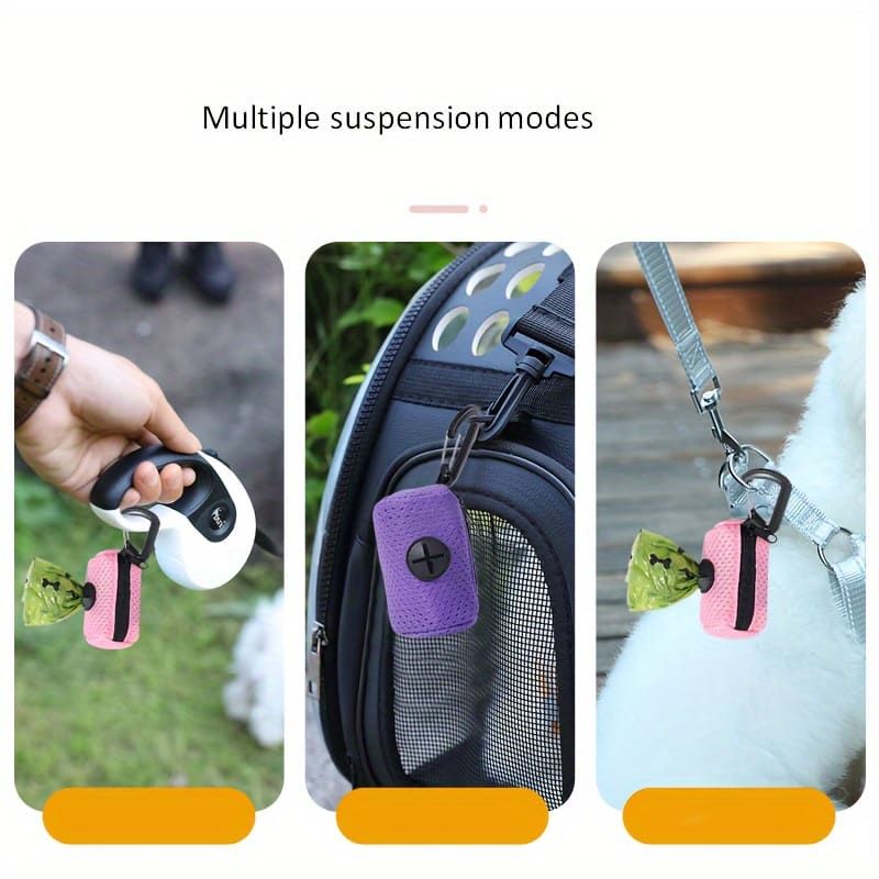 Portable Dog Poop Bag Holder & Dispenser with Carabiner Clip