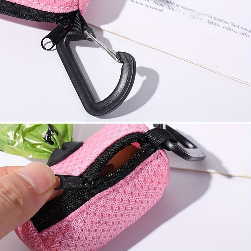 Portable Dog Poop Bag Holder & Dispenser with Carabiner Clip