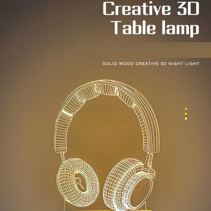Headphone version Creative Acrylic LED Night Light - Warm White Ambient Table Lamp, Decorative Desktop Mood Light