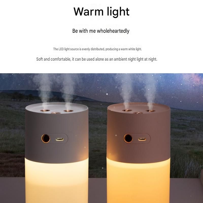 Creative Romantic Home Gift Set - Pink Dual Spray USB Humidifier with  Warm LED Night Light and White Acrylic Decorative Ambient Lamp
