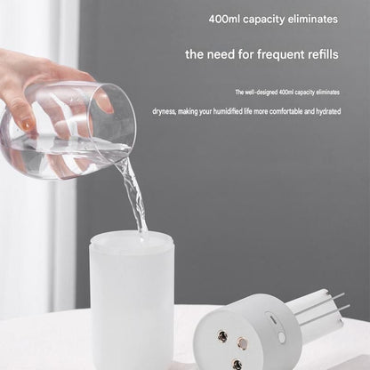 Creative Romantic Home Gift Set - Pink Dual Spray USB Humidifier with  Warm LED Night Light and White Acrylic Decorative Ambient Lamp