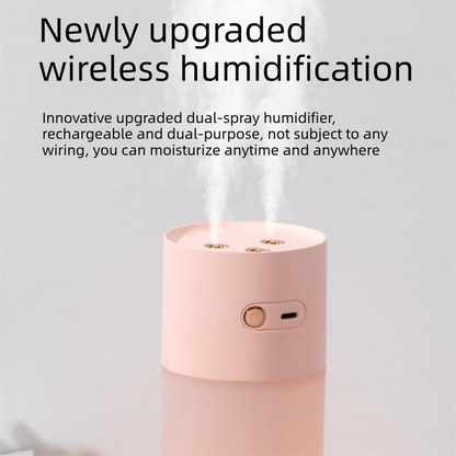 Creative Romantic Home Gift Set - Pink Dual Spray USB Humidifier with  Warm LED Night Light and White Acrylic Decorative Ambient Lamp