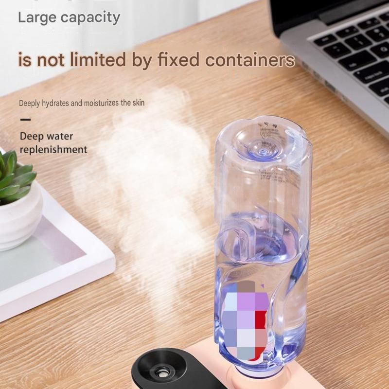 Green Mini Camera Humidifier, USB Rechargeable Portable Water Bottle Humidifier with LED Night Light