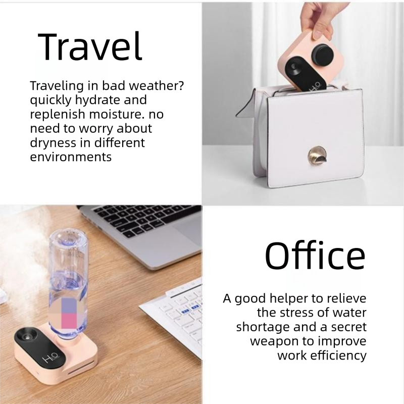 Green Mini Camera Humidifier, USB Rechargeable Portable Water Bottle Humidifier with LED Night Light