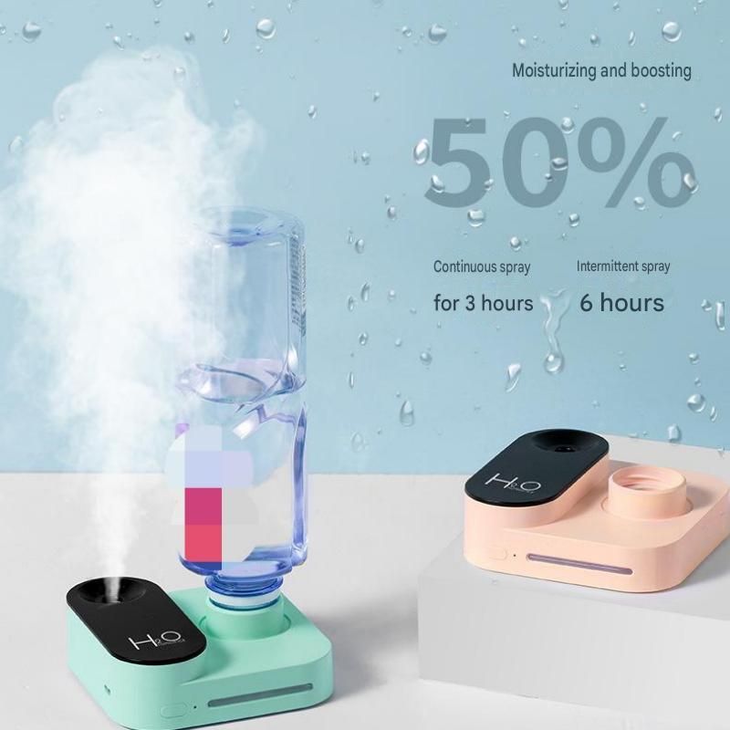 Green Mini Camera Humidifier, USB Rechargeable Portable Water Bottle Humidifier with LED Night Light