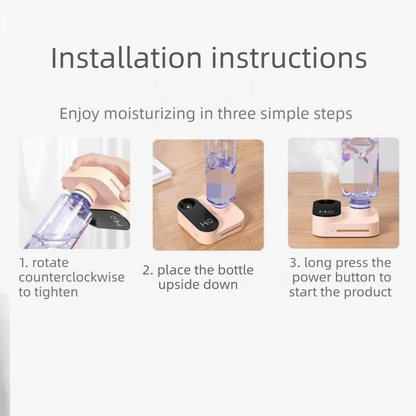 Green Mini Camera Humidifier, USB Rechargeable Portable Water Bottle Humidifier with LED Night Light