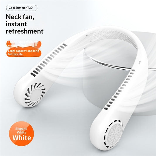 Portable bladeless neck fan for hands-free cooling