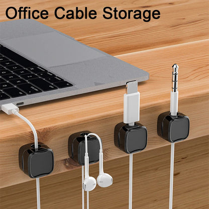 Black and white magnetic cable clip options