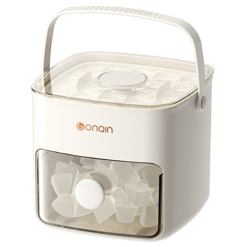 48-cube ice tray lid and storage box detail