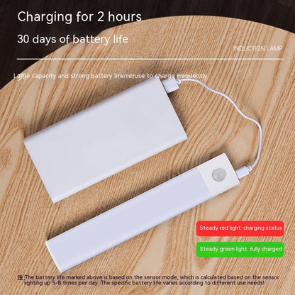 Rechargeable motion sensor strip light for home storage spaces