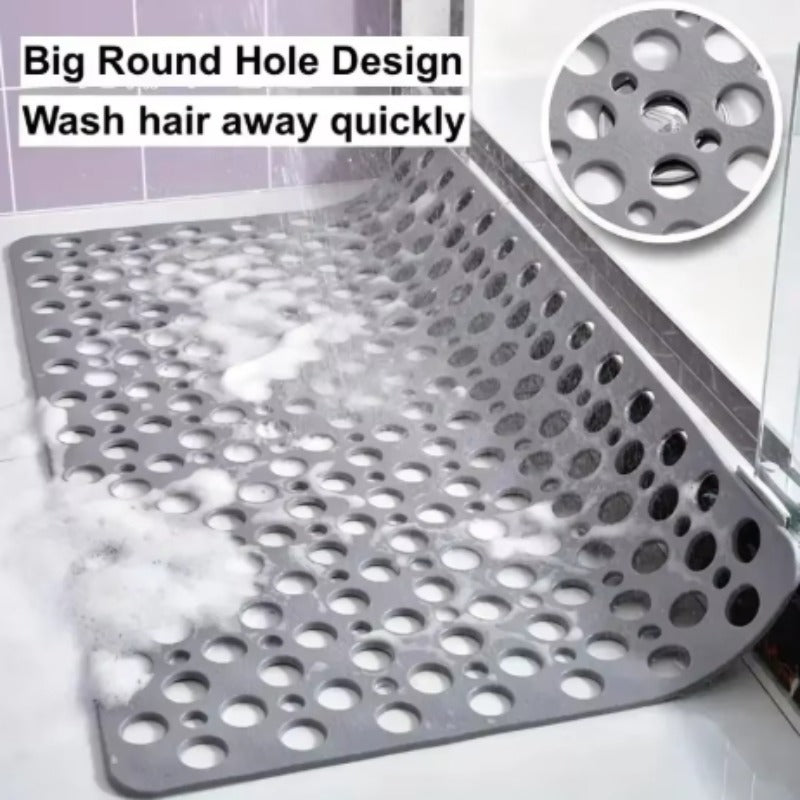 Non-slip bathroom mat drainage hole design