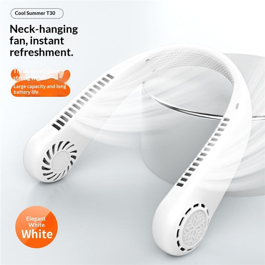 Portable bladeless neck fan side view