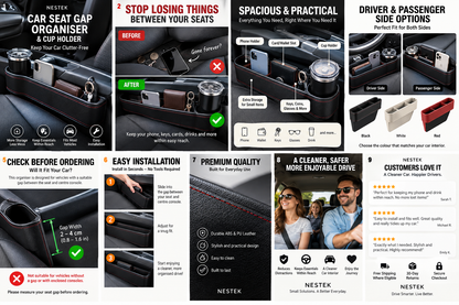 Nestek Car Seat Gap Organiser benefits, fit, installation and storage guide