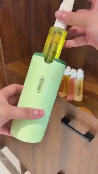 Travel dispenser bottle usage video